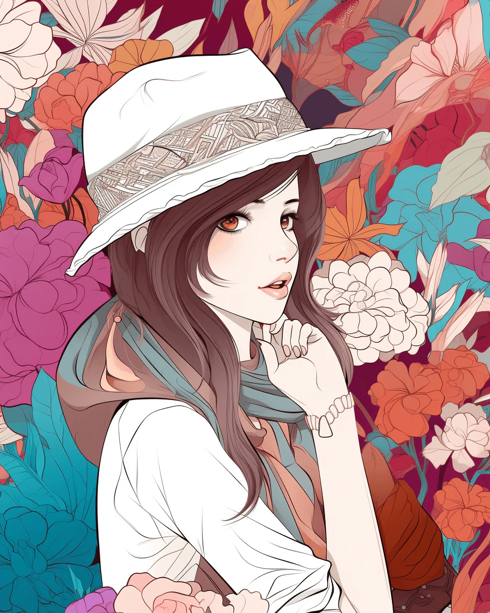 85 Fashion Girl Anime Coloring Book with Resell Rights (Printable) - Image 10