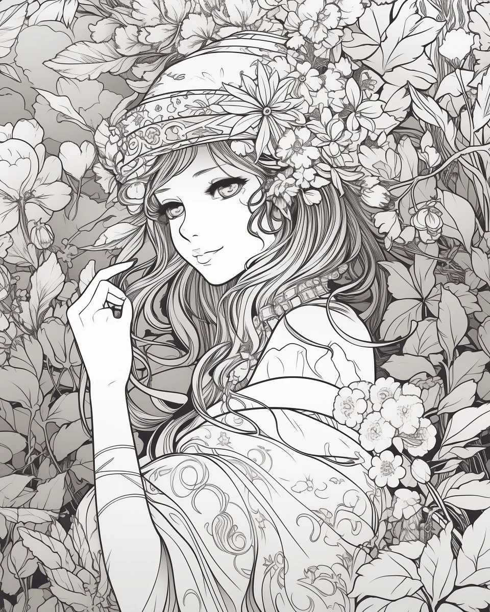 85 Fashion Girl Anime Coloring Book with Resell Rights (Printable) - Image 11