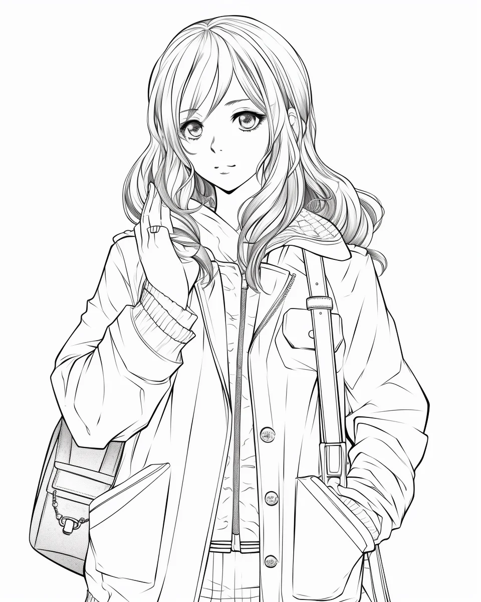 85 Fashion Girl Anime Coloring Book with Resell Rights (Printable) - Image 12