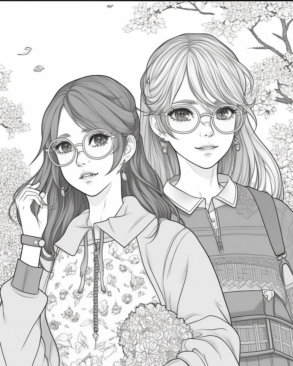 85 Fashion Girl Anime Coloring Book with Resell Rights (Printable) - Image 6