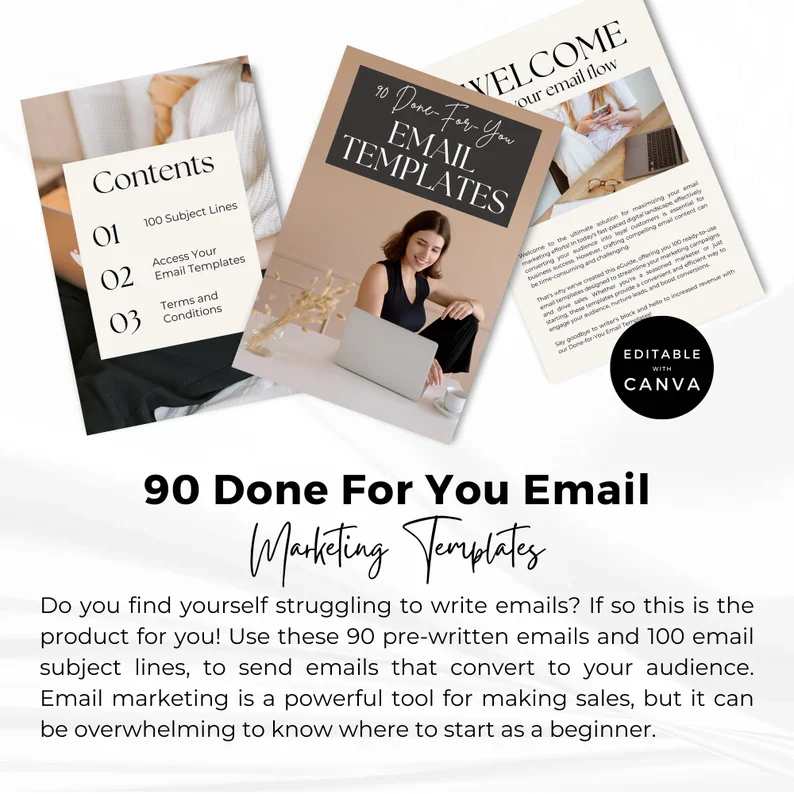 90 Pre-Written Email Marketing Templates For Digital Product Business | Master Resell Rights MRR | Private Label Rights | PLR Digital Product - Image 2