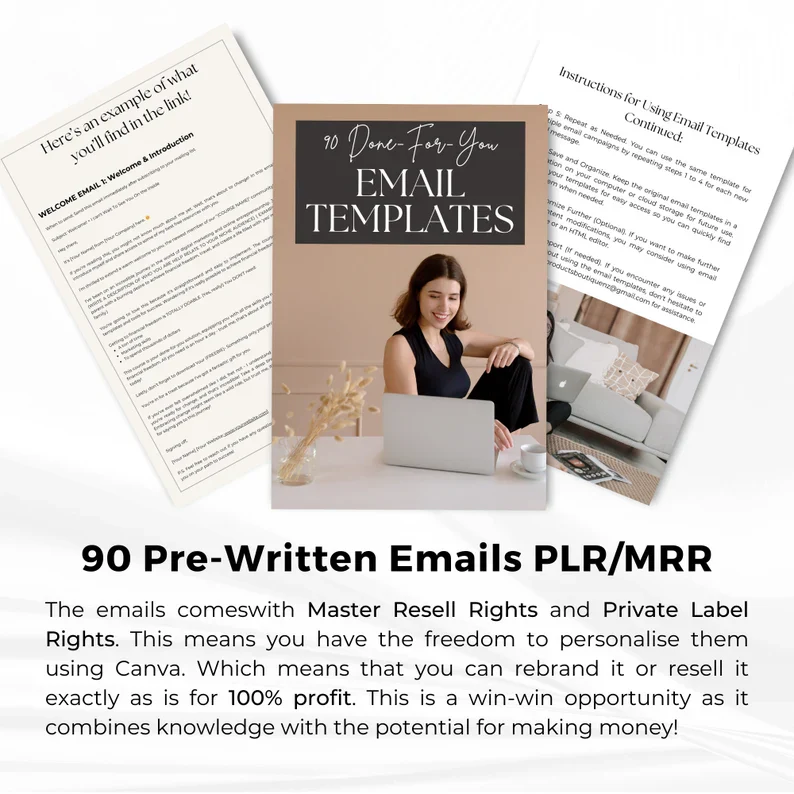 90 Pre-Written Email Marketing Templates For Digital Product Business | Master Resell Rights MRR | Private Label Rights | PLR Digital Product - Image 3