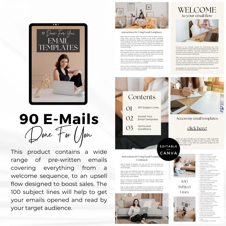90 Pre-Written Email Marketing Templates For Digital Product Business | Master Resell Rights MRR | Private Label Rights | PLR Digital Product - Image 4