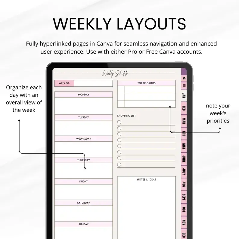 Aesthetic Girl Digital Planner +  22 Beautiful Digital Stickers (with Resell Rights) - Image 9