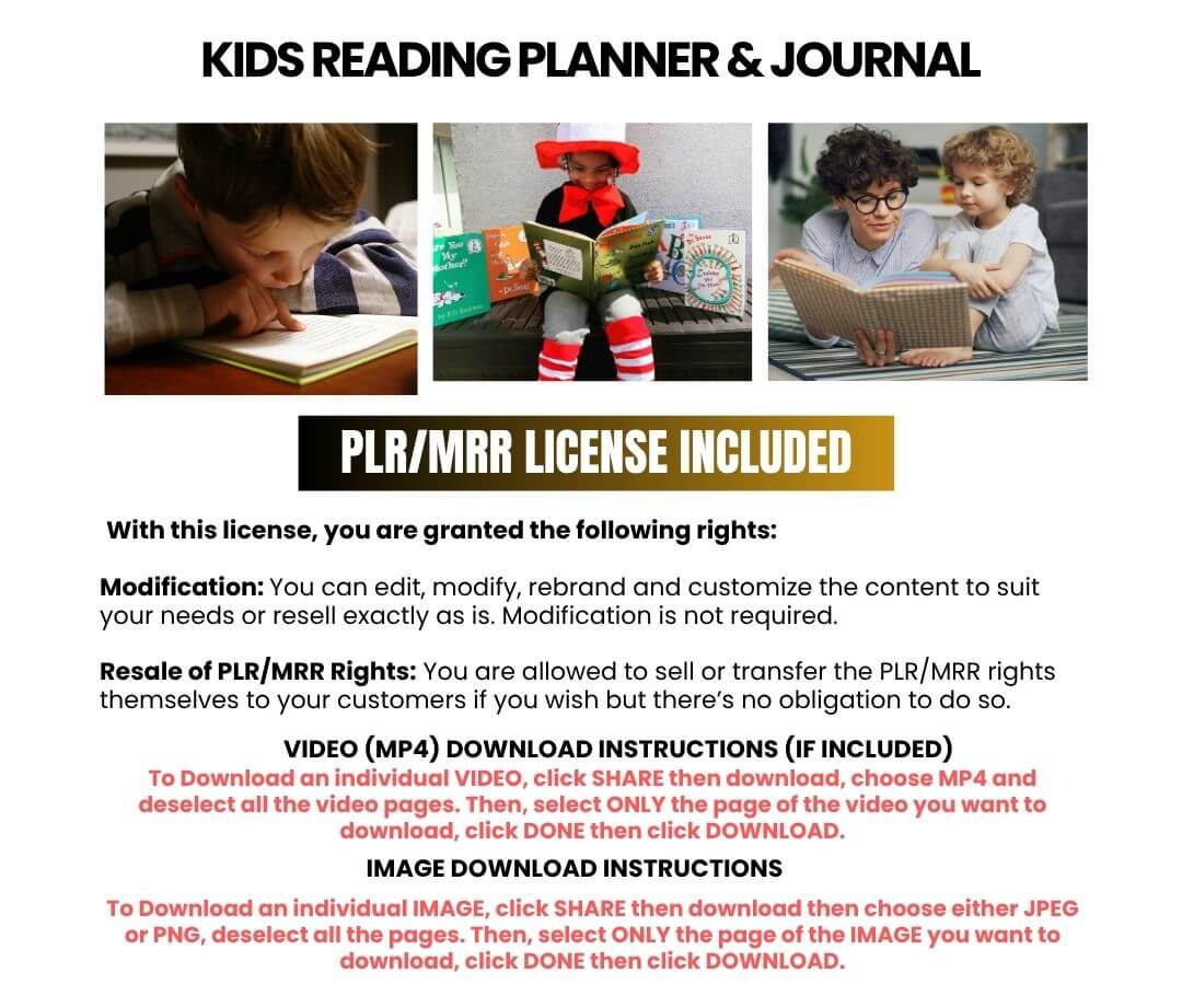 Kids Reading Planner, Journal & eBook | with Resell Rights - Image 5